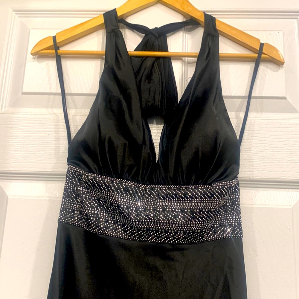Black formal slip dress